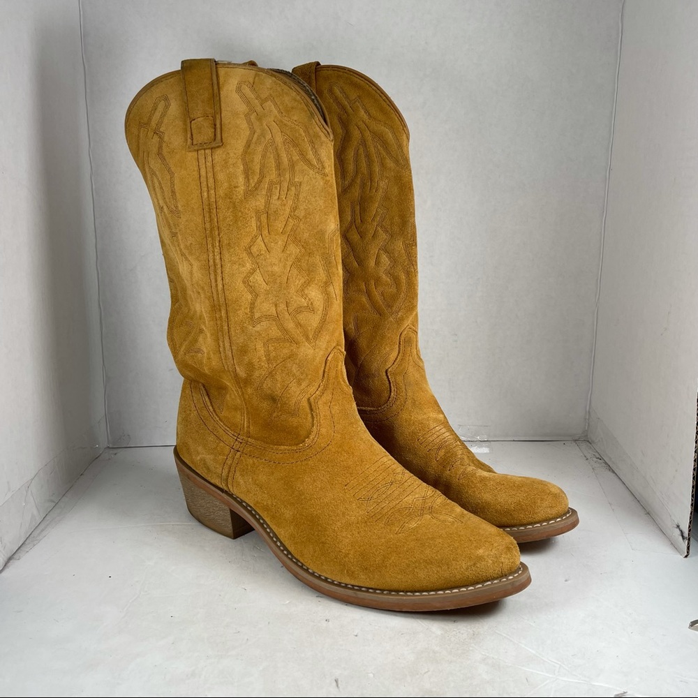 Laredo Men’s Cowboy Leather Suede Boots 68216 Size 9D Brown
